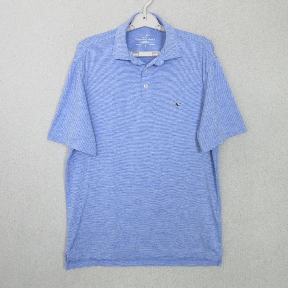 Vineyard Vines Performance Polo Mens Small Blue White Striped Short Sleeve Golf